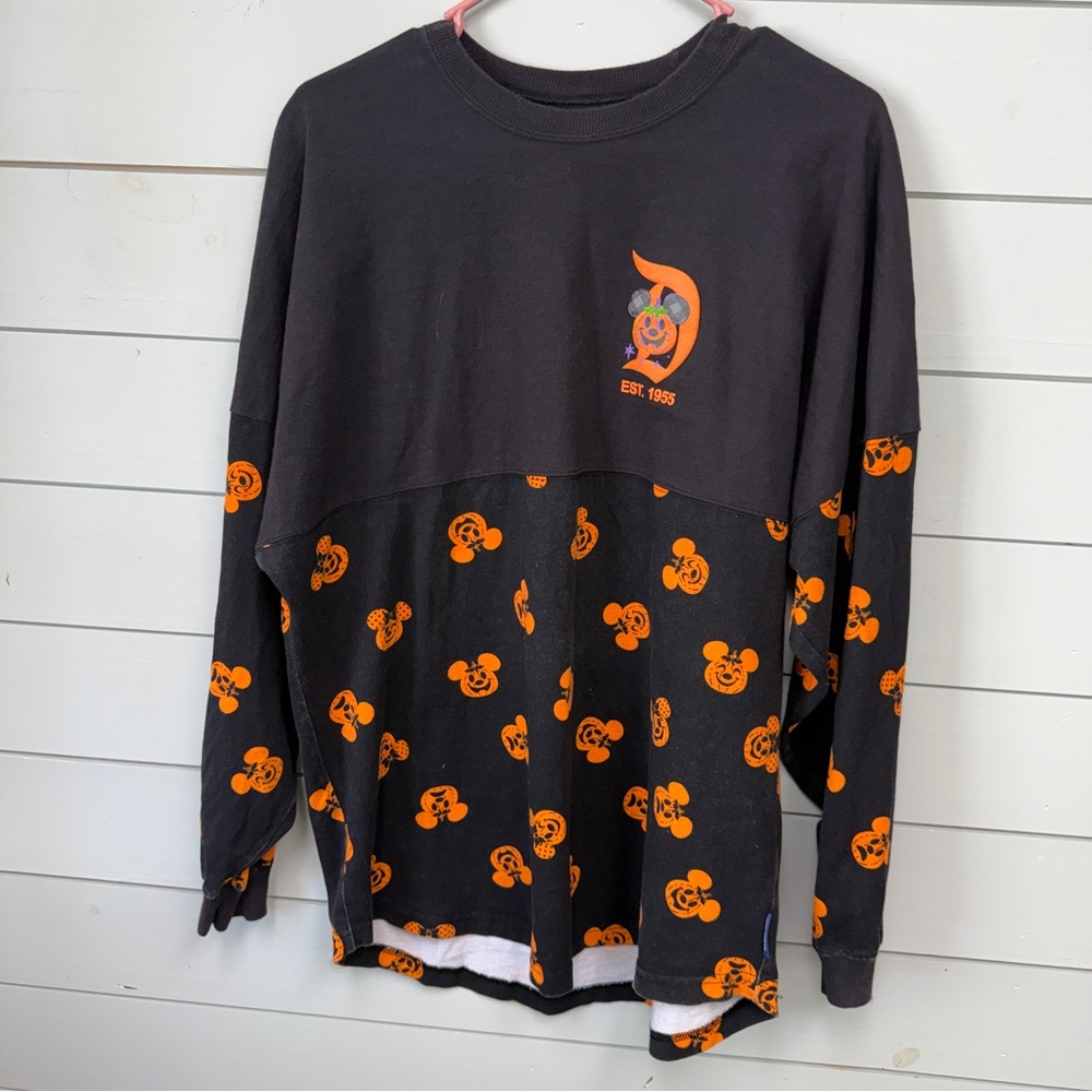 Disneyland spirit jersey Black Orange Mickey Print Long Sleeve size medium